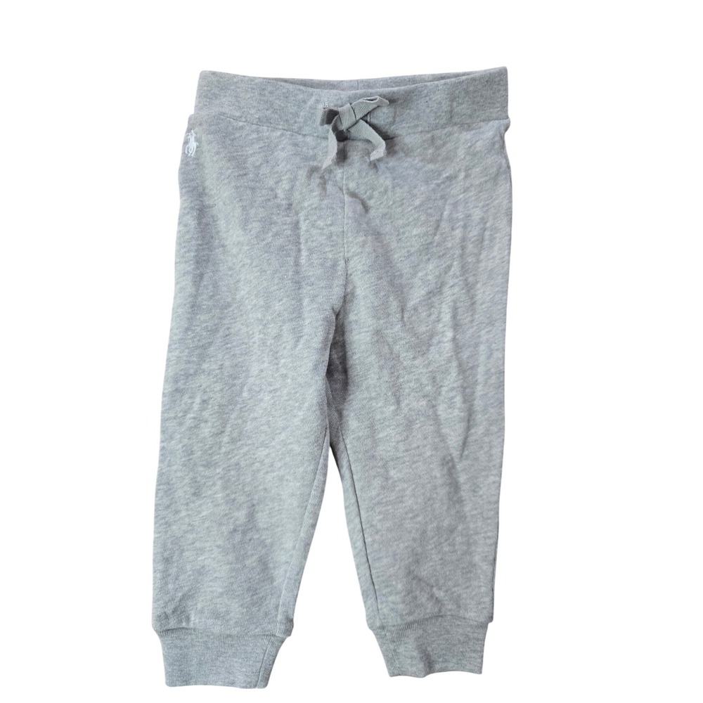 Ralph Lauren Baby 12M Gray Cotton Jogger Sweatpants Pony Logo NEW